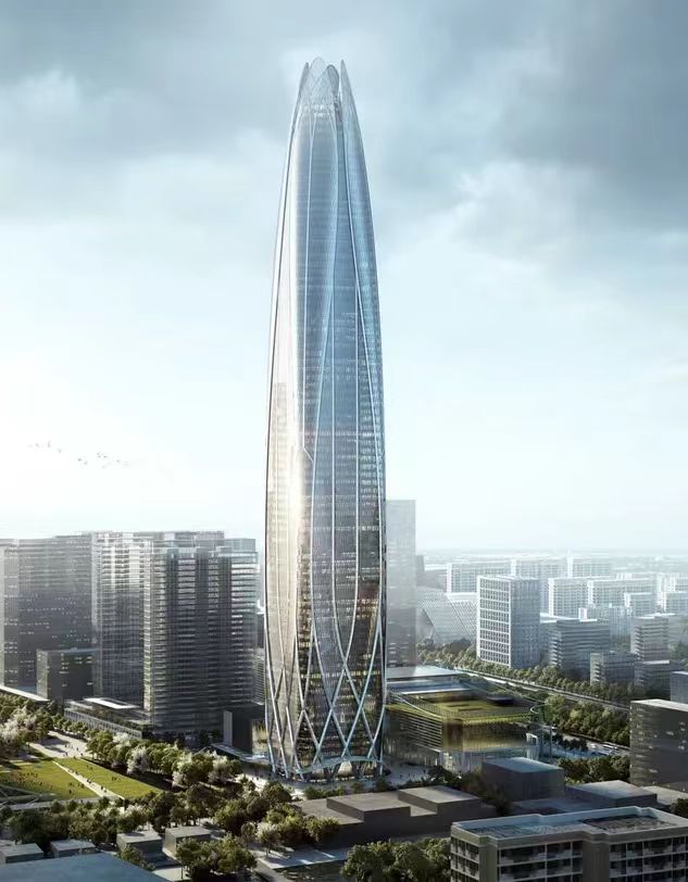 409米！浙江第一高寧波中心大廈由上海建工承建采購寧波新寶聚供水設備有限公司寧波新寶聚不銹鋼水箱進場開始安裝